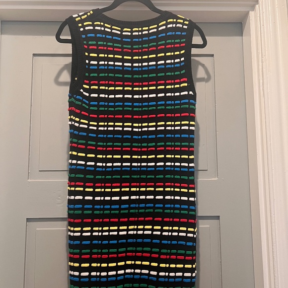 🌈 Endless Rose Knit Sweater Dress – Black Color Block w/ Multicolor Stripes 🌈 - Picture 1 of 3